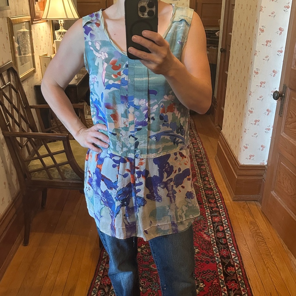 Anthropologie Abstract Print Sleeveless Top